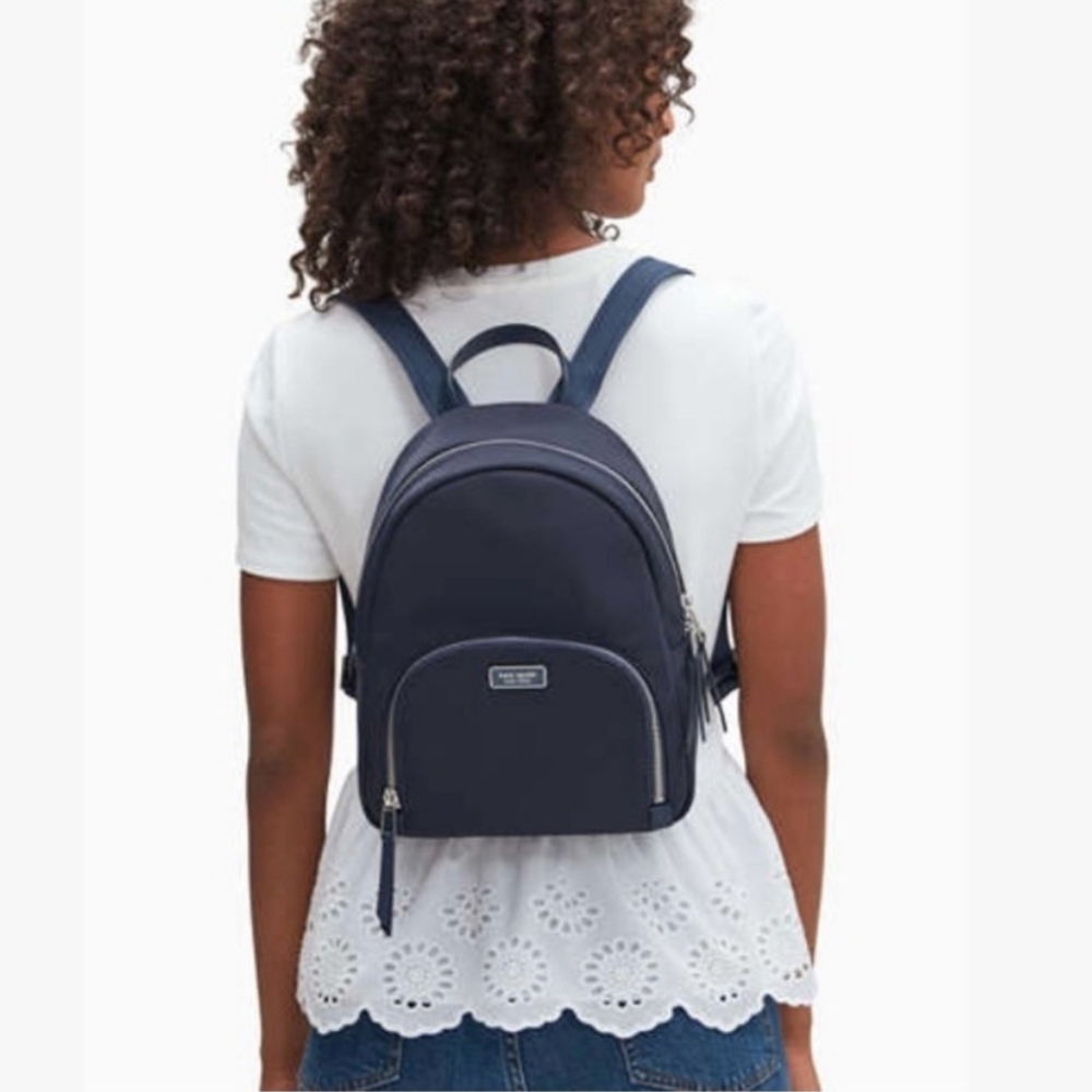 Kate Spade Soft Taupe Medium Backpack with Silver and Leather Accents EUC - Picture 10 of 10